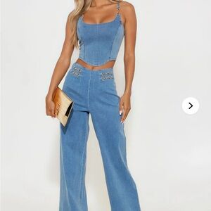 Fashion Nova Medium Wash Denim Set